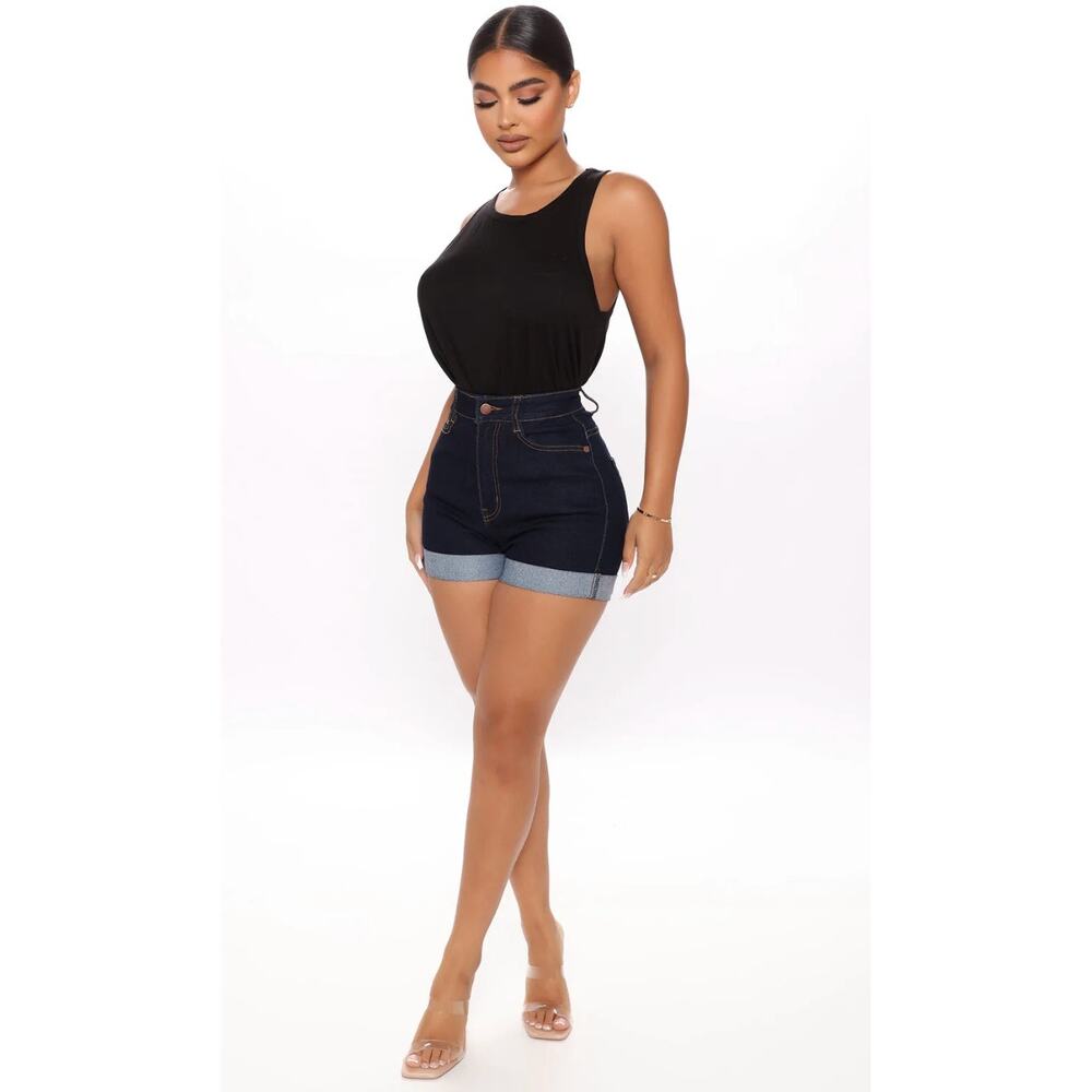 Fashion Nova Carter Dark Blue Denim Shorts - Size 13/14